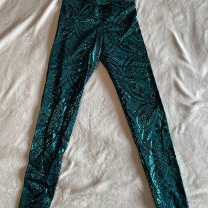 Blackmilk Geometric Floral Teal Leggings